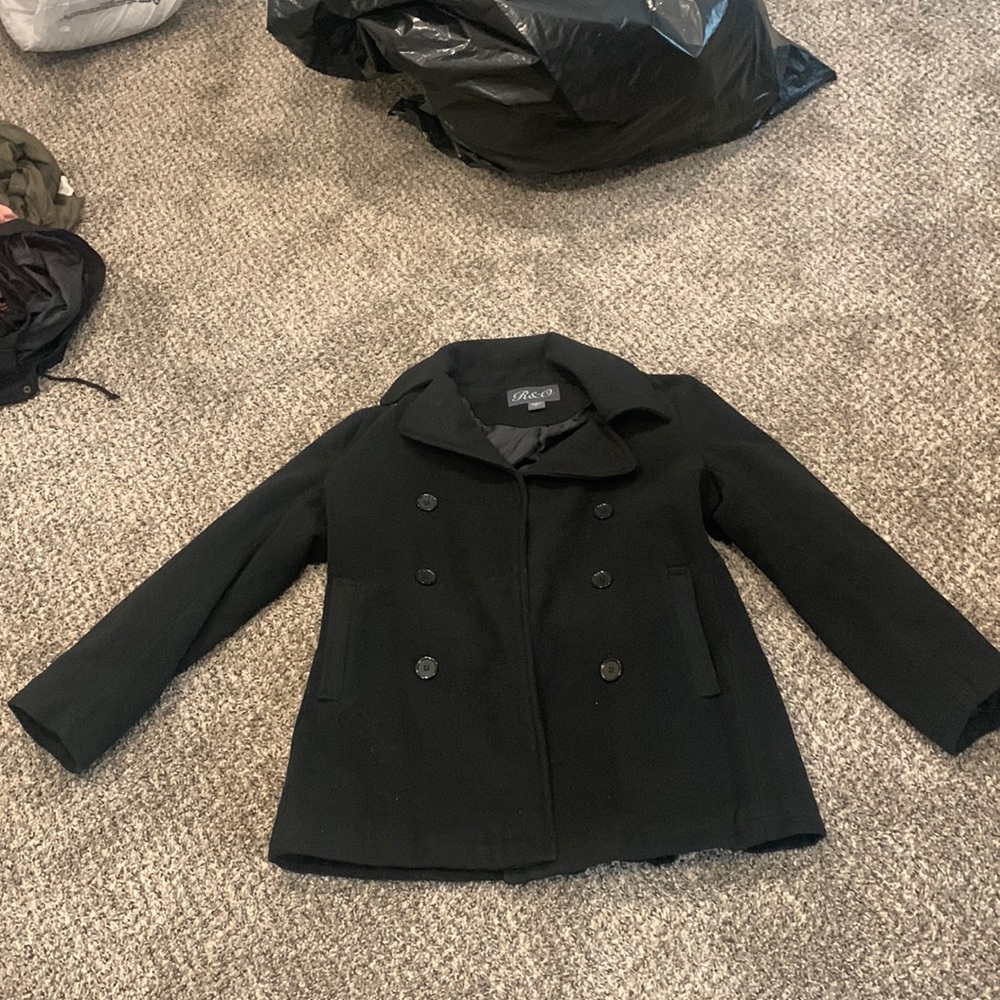 Black pea coat size large